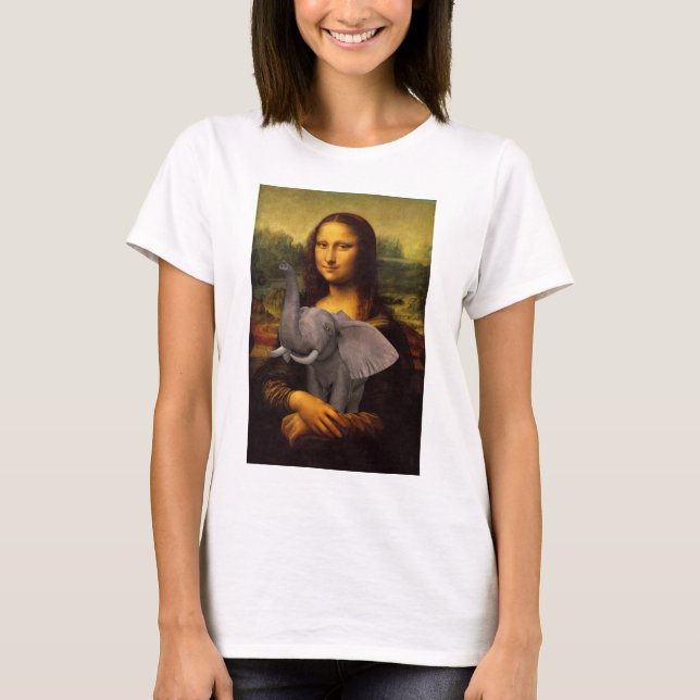 Mona Lisa mit Elefanten T-Shirt (Vorderseite)