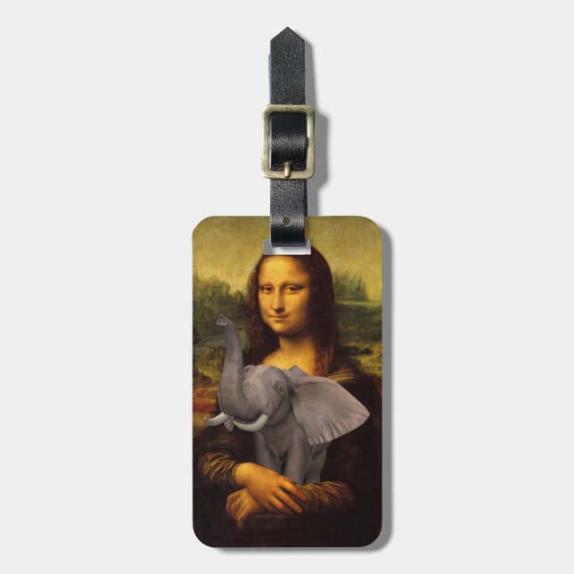 Mona Lisa mit Elephant Gepäckanhänger (Vorderseite vertikal)