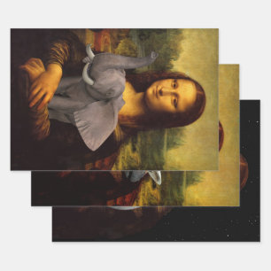 Mona Lisa mit Elephant Giraffe Vollmond Geschenkpapier Set