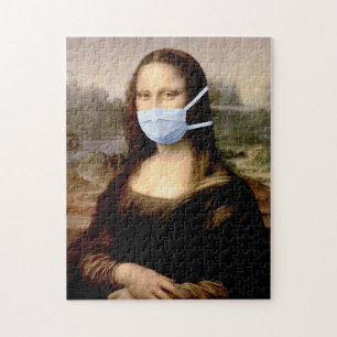 Mona Lisa mit Gesichtsmaske - Lustige Grippesaison