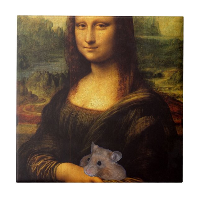 Mona Lisa mit Hamster Fliese (Vorderseite)