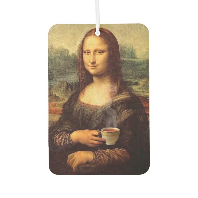 Mona Lisa mit heißem Tee (Leonardo da Vinci) Autolufterfrischer (Vorderseite)