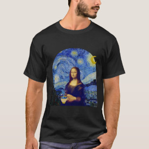 Mona Lisa mit Kaffee in der Starry Night, - T-Shirt