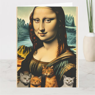 Mona Lisa mit Katzen lustige Geburtstagskarte Karte