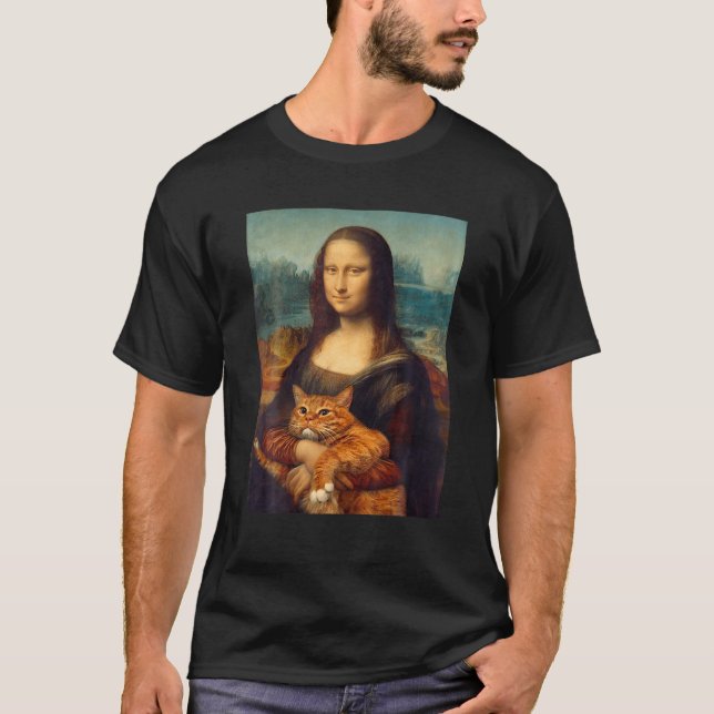 Mona Lisa mit kitty-lustigen Kunstmalereien T-Shirt (Vorderseite)