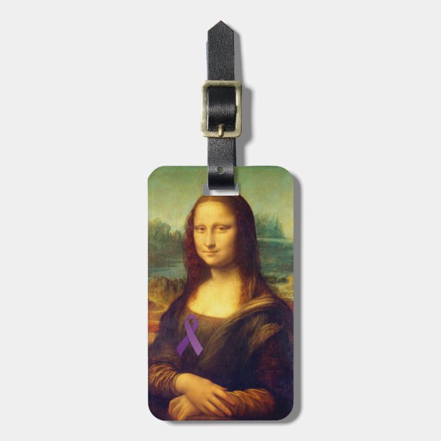 Mona Lisa mit Lila Band Gepäckanhänger (Vorderseite vertikal)