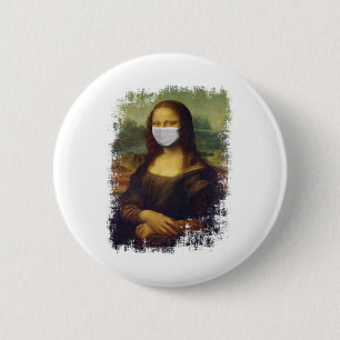 Mona Lisa mit Maske Button