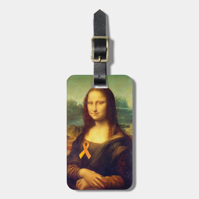 Mona Lisa mit Orange Ribbon Gepäckanhänger (Vorderseite vertikal)