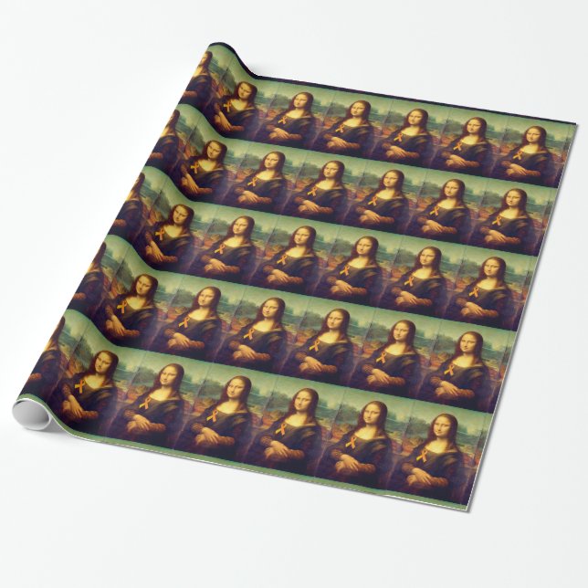 Mona Lisa mit Orange Ribbon Geschenkpapier (Ungerollt)