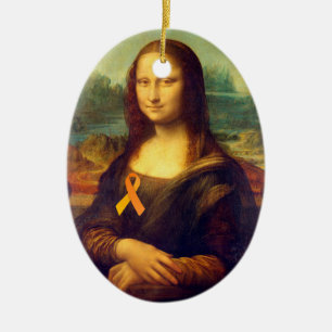 Mona Lisa mit Orange Ribbon Keramikornament