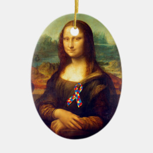 Mona Lisa mit Puzzle Ribbon Keramikornament