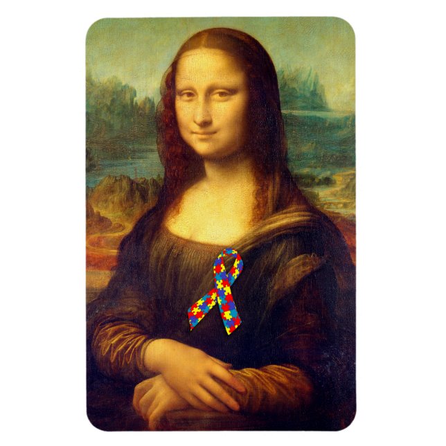 Mona Lisa mit Puzzle Ribbon Magnet (Vertikal)