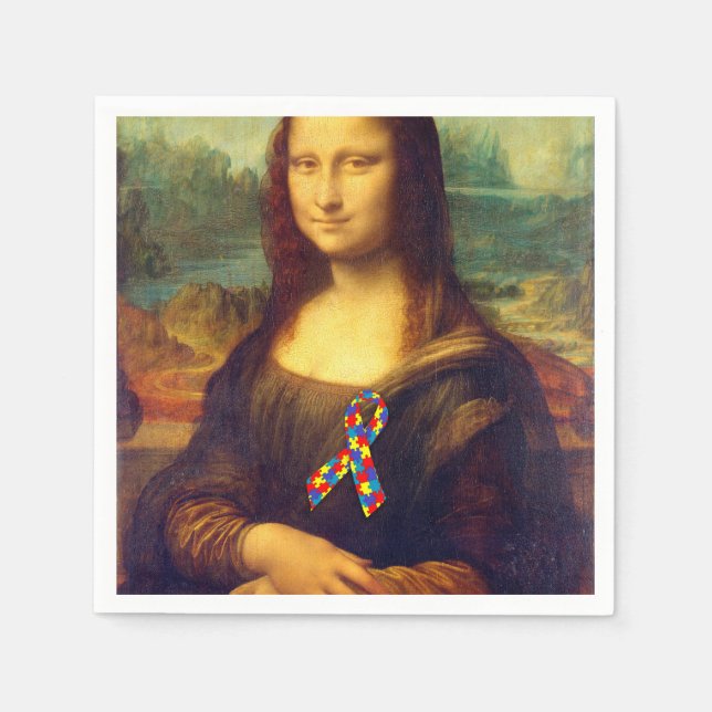 Mona Lisa mit Puzzle Ribbon Serviette (Vorderseite)