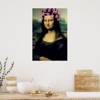Mona Lisa mit rosa Haarwalzen Leonardo da Vinci Poster