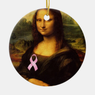 Mona Lisa mit rosa Ribbon Keramik Ornament