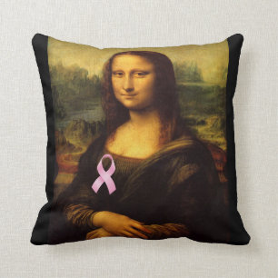 Mona Lisa mit rosa Ribbon Kissen