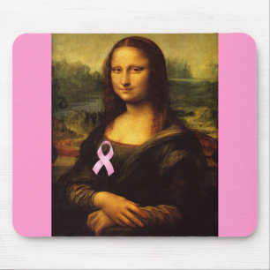Mona Lisa mit rosa Ribbon Mousepad