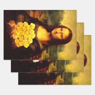 Mona Lisa mit Rose Geschenkpapier Set