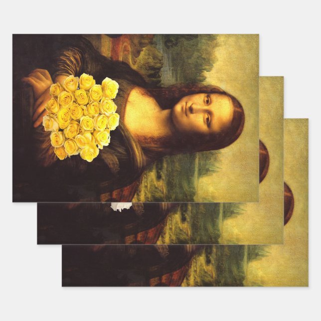Mona Lisa mit Rose Geschenkpapier Set (Set)