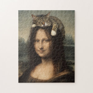 Mona Lisa mit schlafender Katze
