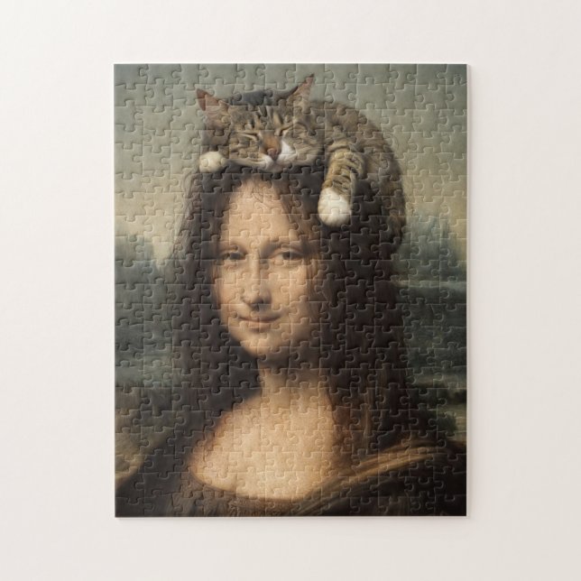 Mona Lisa mit schlafender Katze                    (Vertikal)