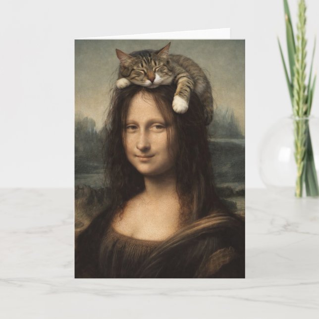 Mona Lisa mit schlafender Katze Karte (Vorderseite)