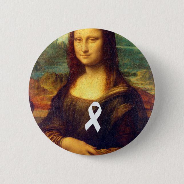 Mona Lisa mit weißem Ribbon Button (Vorderseite)