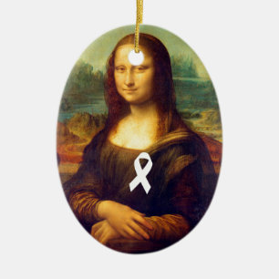 Mona Lisa mit weißem Ribbon Keramik Ornament