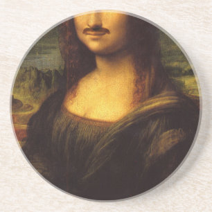 Mona lisa mustache getränkeuntersetzer
