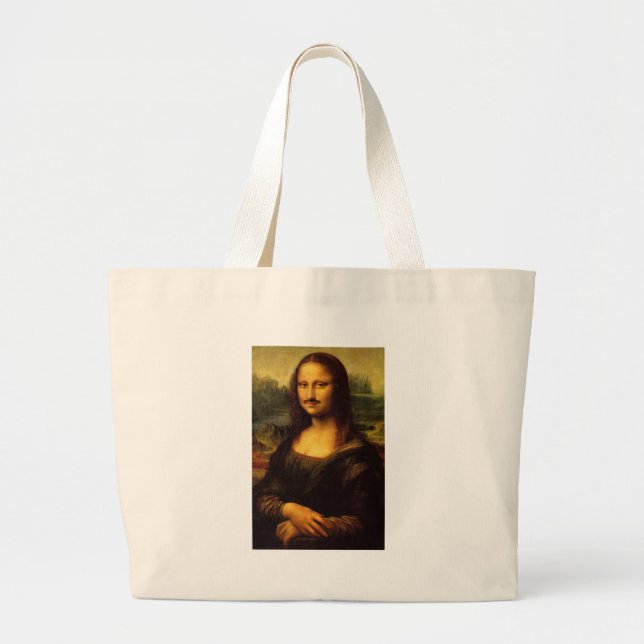 Mona lisa mustache jumbo stoffbeutel (Vorne)