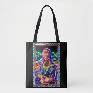 Mona Lisa Neon-Licht-Porträt-Design Tasche