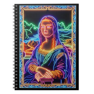 Mona Lisa Neonlicht-Porträt-Design Notizblock
