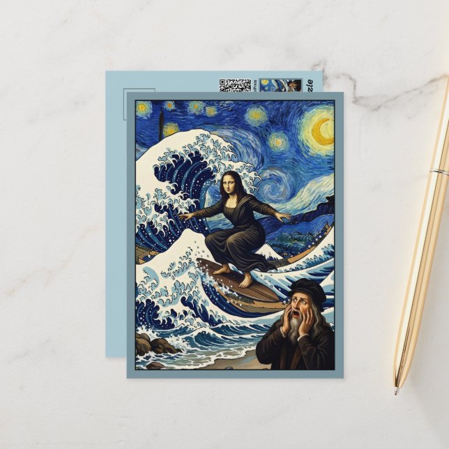 Mona Lisa Neuinterpretierte Reise Postkarte (Vorderseite/Rückseite Beispiel)