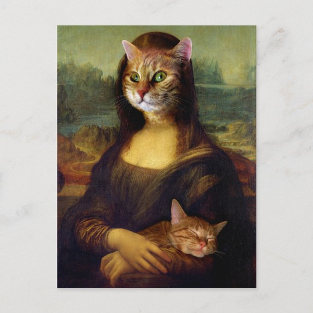Mona Lisa Orange Cat Postkarte (Vorderseite)