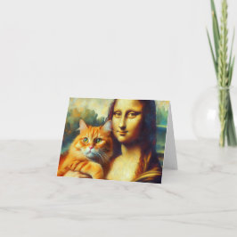 Mona Lisa painting La Gioconda with Cat Karte