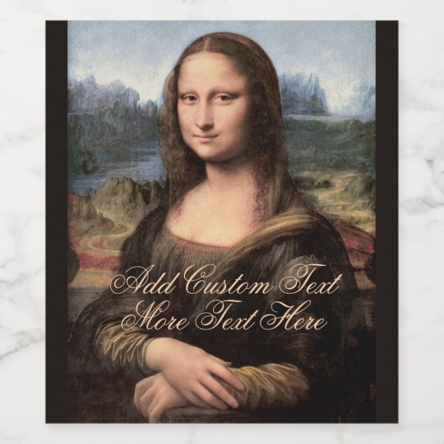 Mona Lisa Portrait Fancy Custom Text Weinetikett (Einzelnes Label)