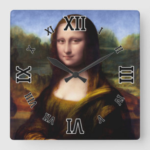 Mona Lisa (Portrait von Lisa Gherardini) Quadratische Wanduhr