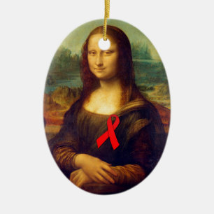 Mona Lisa Red Ribbon Keramikornament