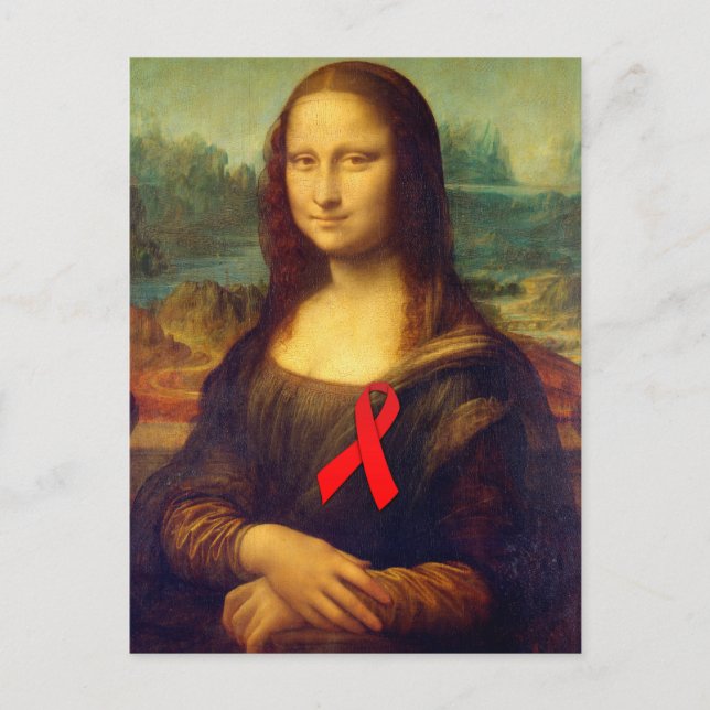Mona Lisa Red Ribbon Postkarte (Vorderseite)