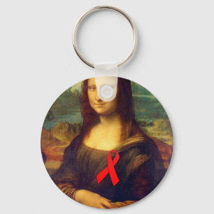 Mona Lisa Red Ribbon Schlüsselanhänger