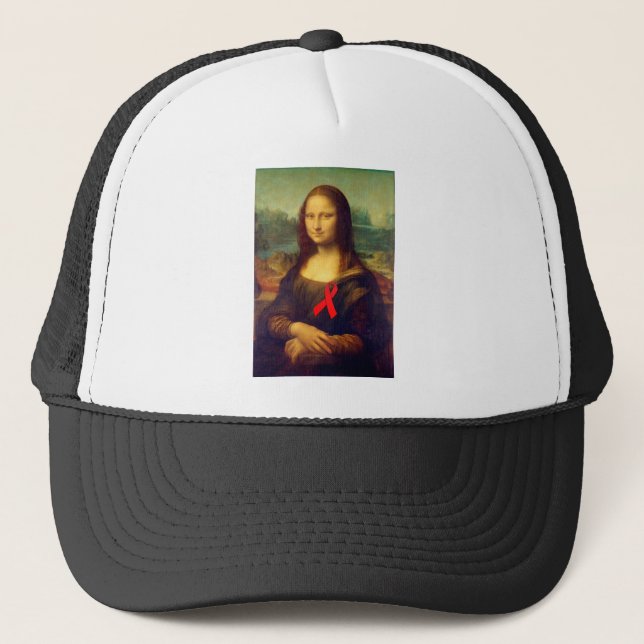 Mona Lisa Red Ribbon Truckerkappe (Vorderseite)