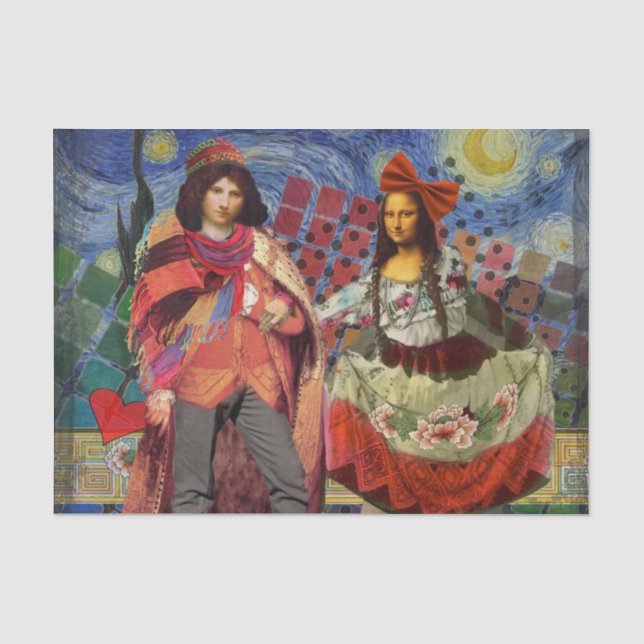 Mona Lisa Romantic Funny Colorful Arte work Seidenpapier (Vorderseite)