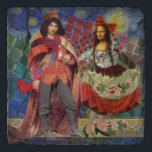 Mona Lisa Romantic Funny Colorful Arte work Töpfeuntersetzer<br><div class="desc">Diese wunderbare Einladung bringt Elemente aus der Mona Lisa und Van Gogh's Starry night, um ein außergewöhnlich einzigartiges und skurriles Hochzeitthema für eine Einladung, danke, Tischnummer, und mehr zu machen! Die Mona Lisa - Dieses Bild zeigt die Mona Lisa mit ihrem Mann, tanzend in skurriler Boho-Manier vor Van Gogh's Starry...</div>