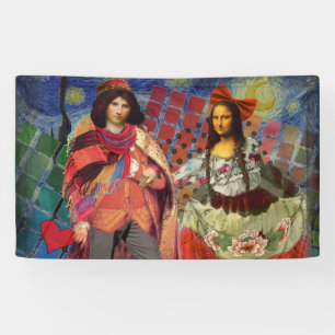 Mona Lisa Romantische Lustige Farbige Kunst Banner