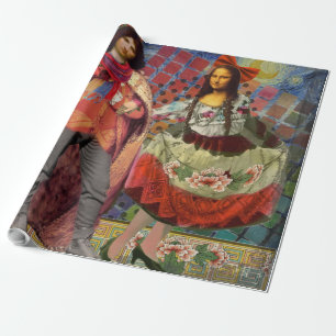 Mona Lisa Romantische Lustige Farbige Kunst Geschenkpapier