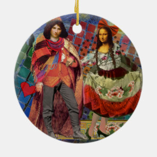 Mona Lisa Romantische Lustige Farbige Kunst Keramikornament