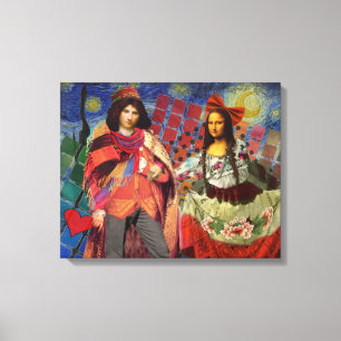 Mona Lisa Romantische Lustige Farbige Kunst Leinwanddruck