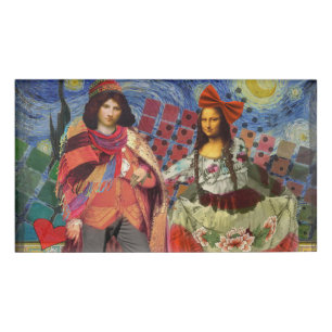 Mona Lisa Romantische Lustige Farbige Kunst Namenschild