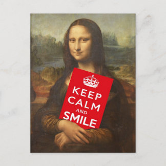 Mona Lisa sagt, Behalten Ruhe und Lächeln Postkarte