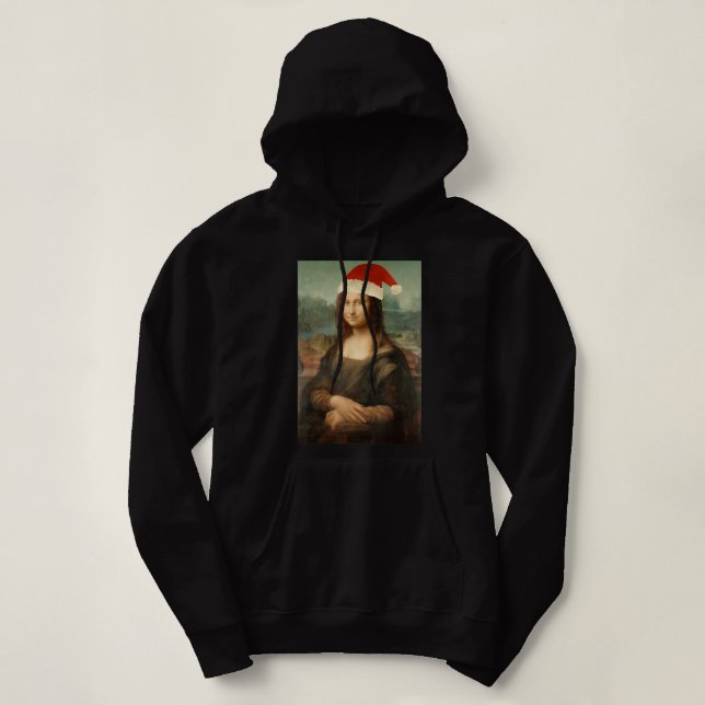 Mona Lisa Santa Hat Funny Christmas Art For Men Hoodie (Design vorne)